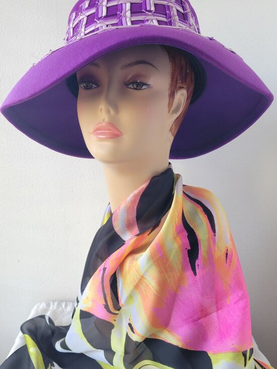 Vintage Ben Marc International Women’s Wool Purple Braided Hat w/Band main image 9